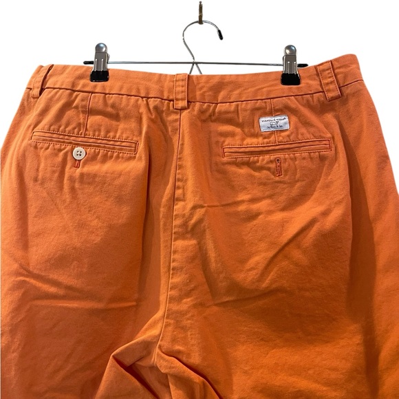 Vineyard Vines Shorts Mens 34 Orange Solid Flat Front Chino 6.5 Inseam Preppy - Picture 2 of 6